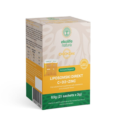 EKOLIFE NATURA Liposomal Direkt C+D3+Zinc 21 sáčků ananas