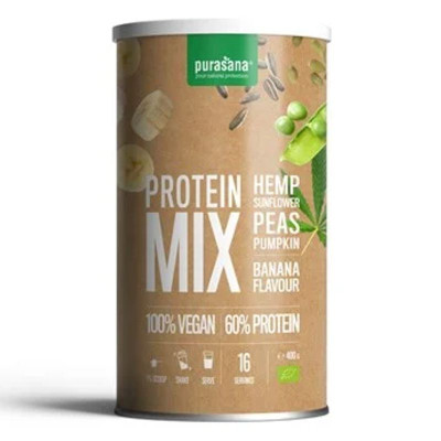 Purasana Vegan Protein MIX BIO 400g banán (konopí,...